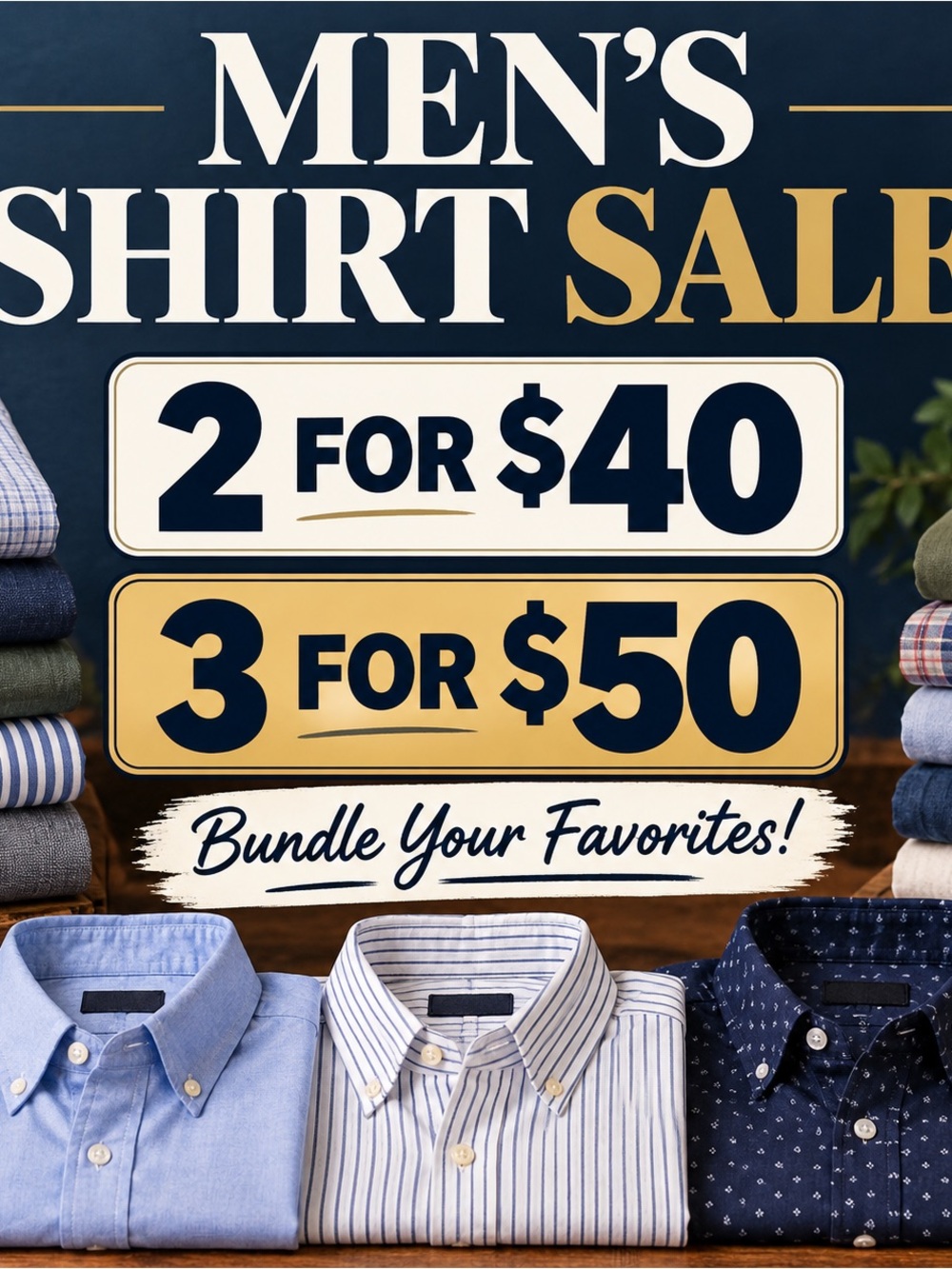 Men's Shirt Sale.🔥 2 for $40. Or 🔥 3 for $50